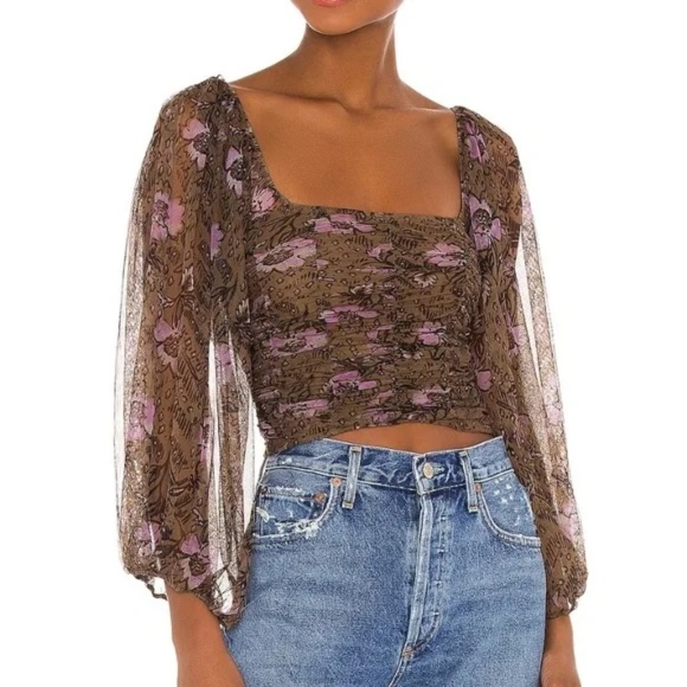 Free People Lilia Top in Olive Combo